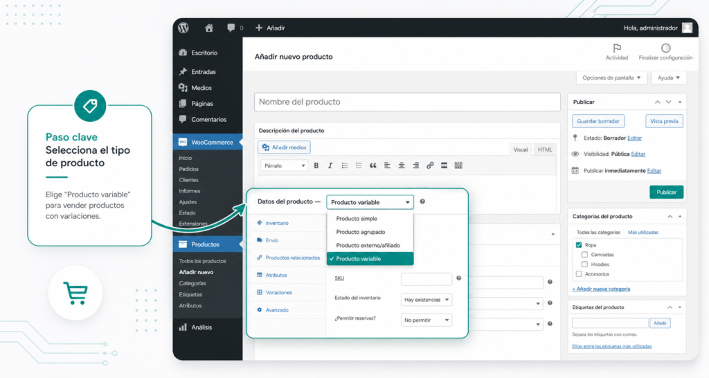 7 pasos clave para dominar los productos variables en WooCommerce y vender más 1 Seleccionar Producto Variable En Woocommerce